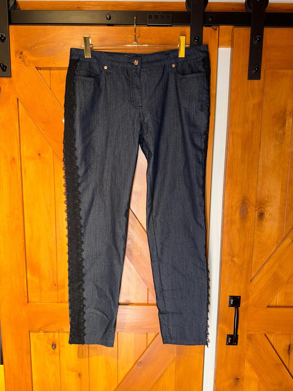 $1220 BluMarine Lace-Detail Jeans Size 12 NWT